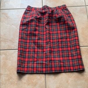 Vintage Pendleton Preppy Red Plaid Virgin Wool Pencil Skirt Size 14 Normcore